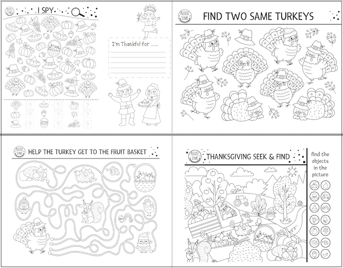 Thanksgiving Placemats for Kids